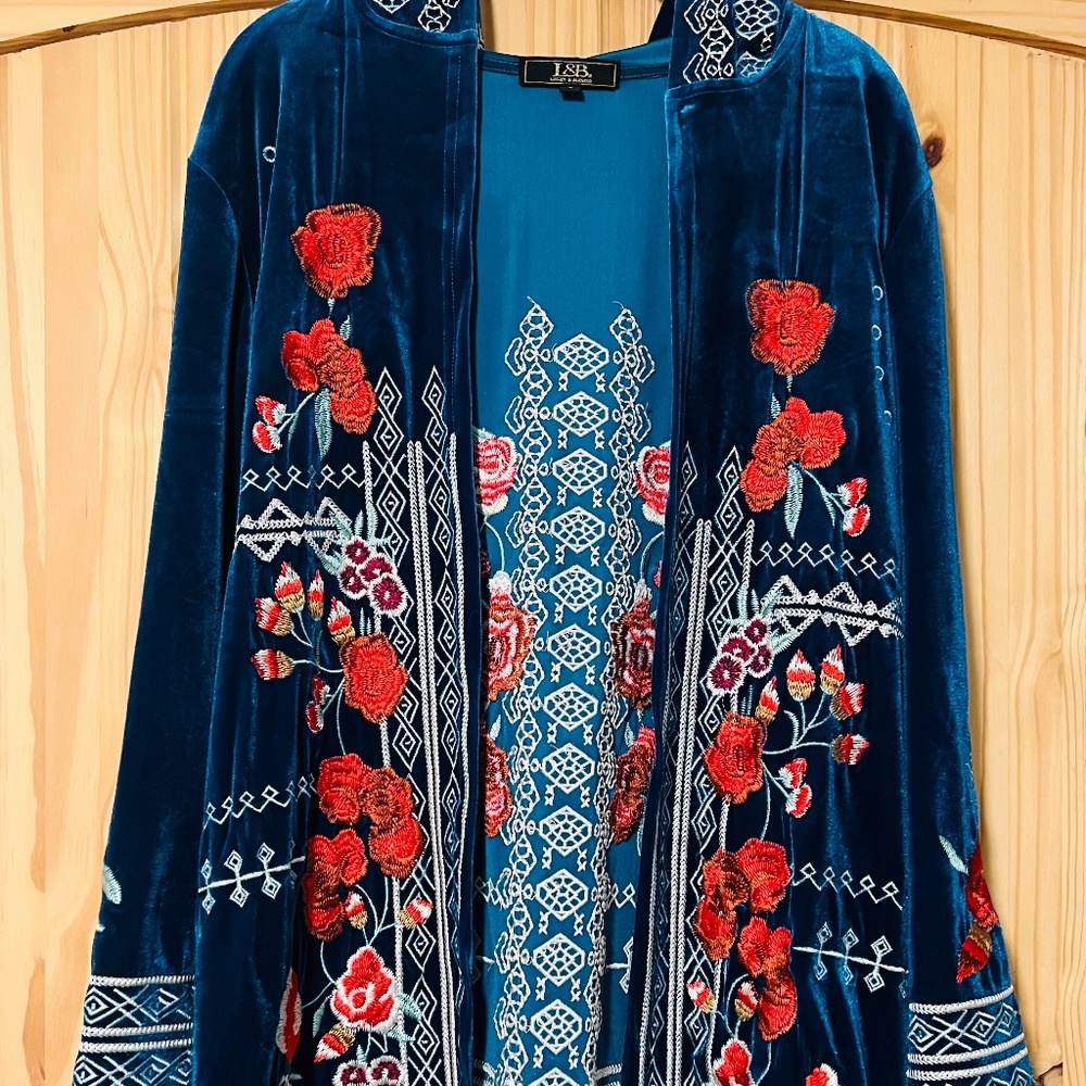 Lucky & Blessed Velvet Hooded Sweater Jacket